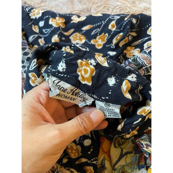 Vintage 90s patchwork boho floral button down shirt size 2x - Picture 4 of 6